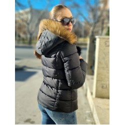 Дамско яке City Angels с естествен пух, Черно, 7006